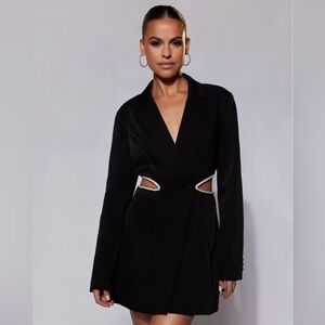 Meshki Elegant Black Blazer with White Accents